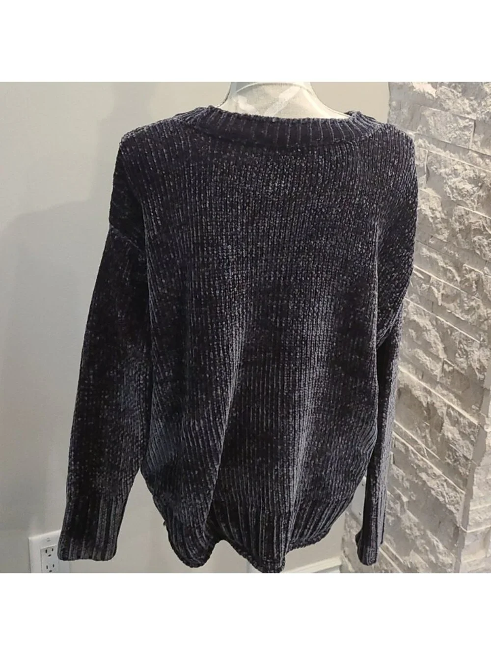 Philosophy grey crushed velour oversized sweater